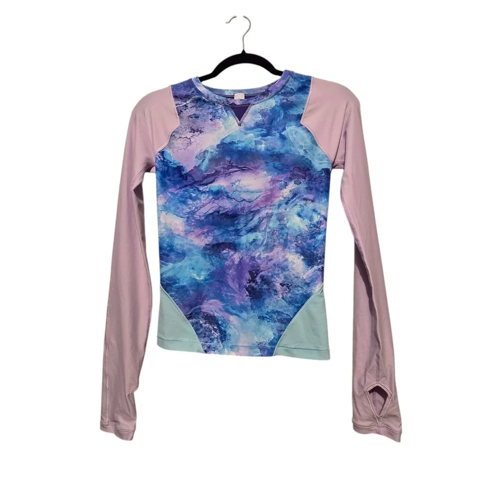 Ivivva by Lululemon Girls Water You Up Rashguard Size 14 Purple Blue Outdoor